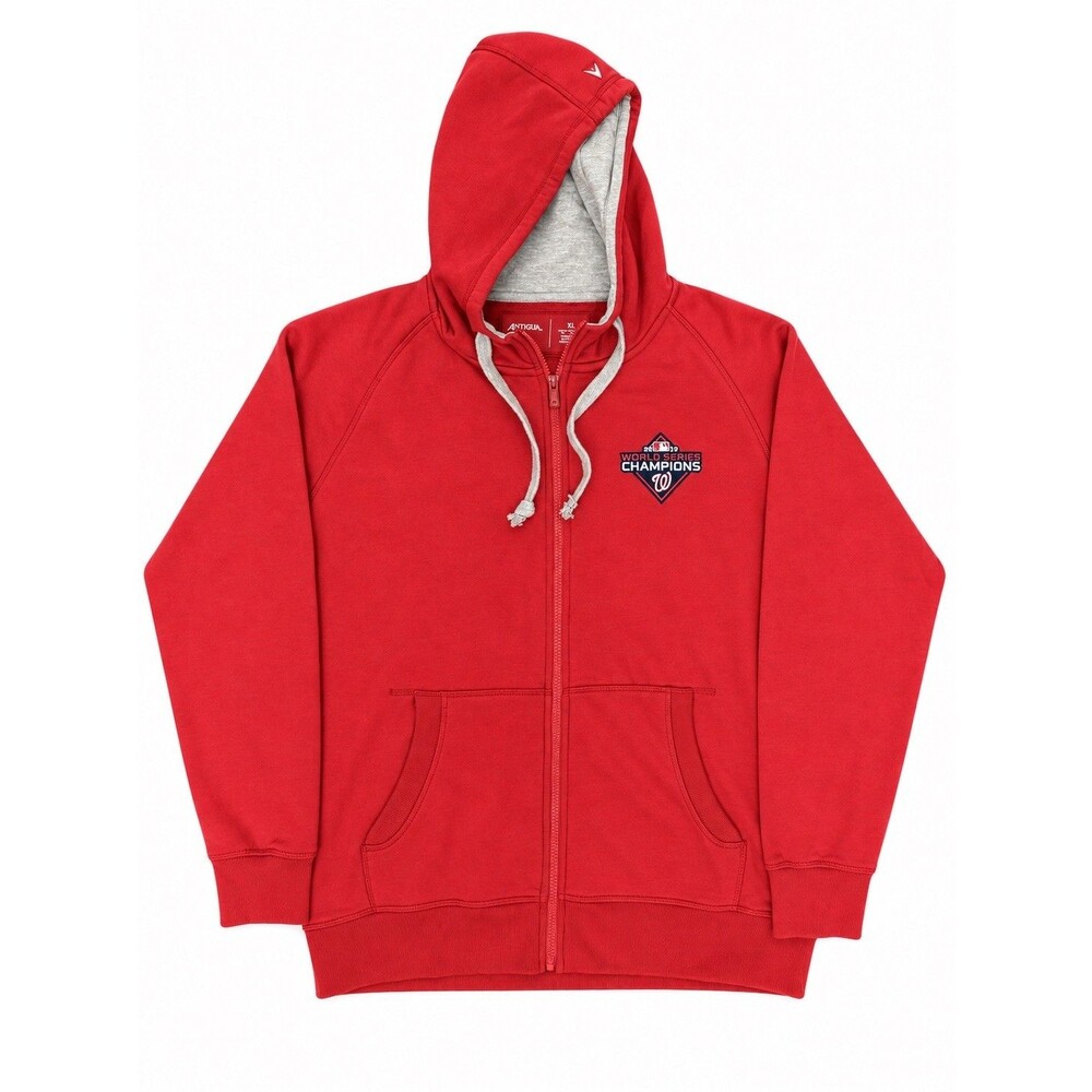 Antigua Champions Washington Nationals Hoodie Mens XL Red Fleece Jacket Sweater